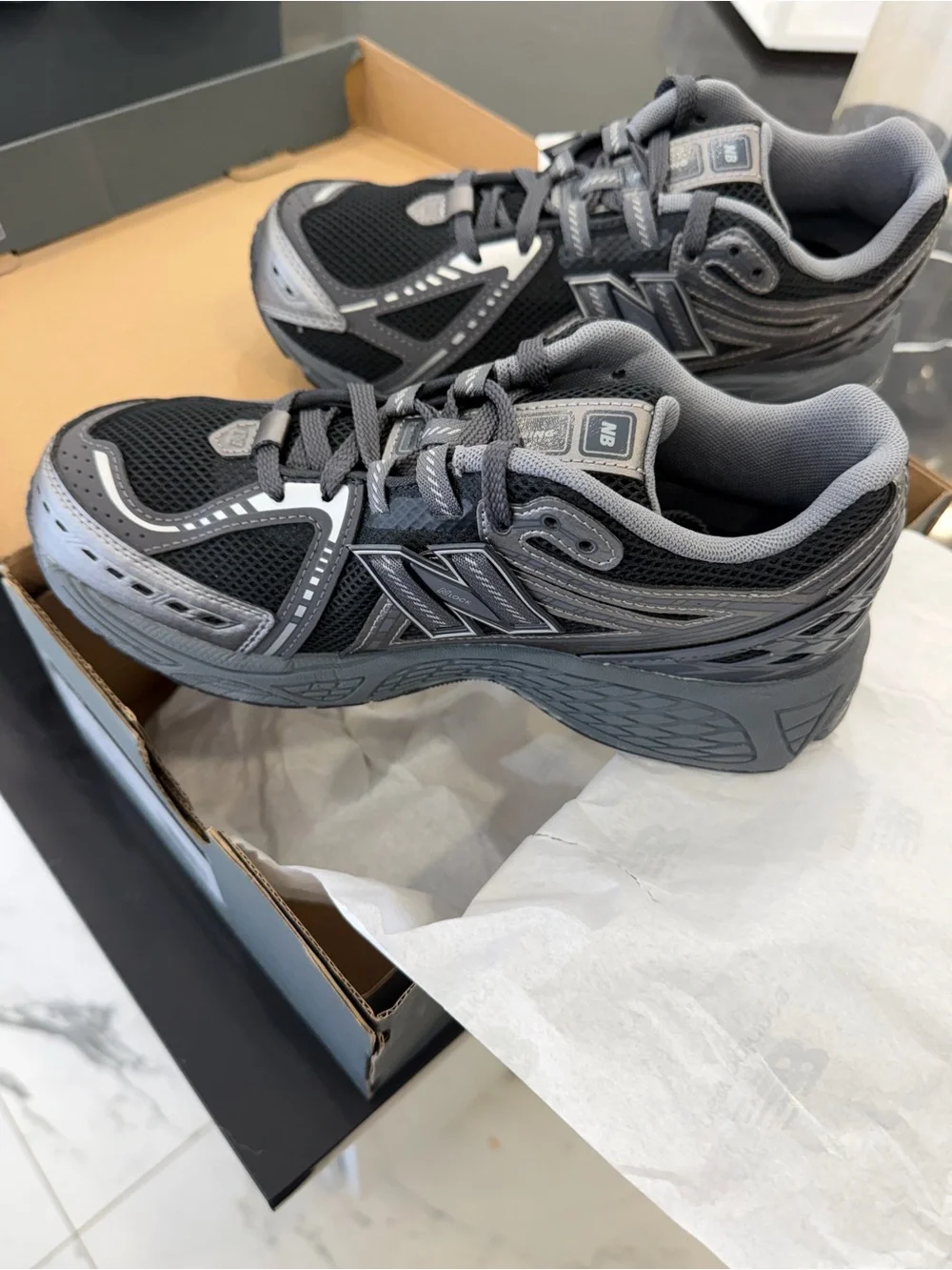 New Balance Black and Gray Lace-Up Sneakers